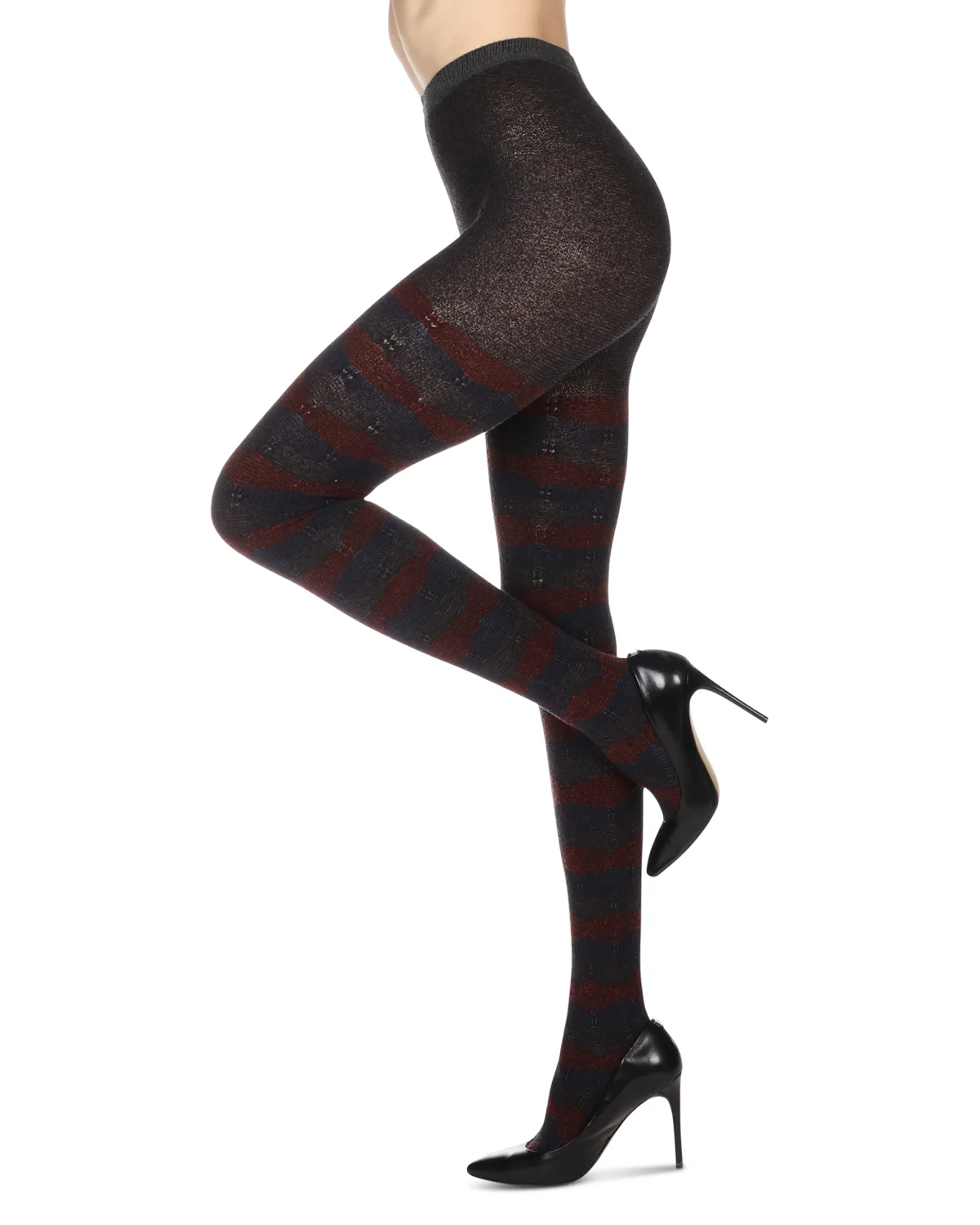 Women's Zig Zag Band Cotton Blend Warm Sweater Tights – Image 3