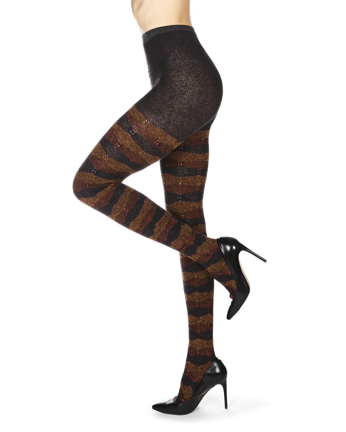 Women's Zig Zag Band Cotton Blend Warm Sweater Tights