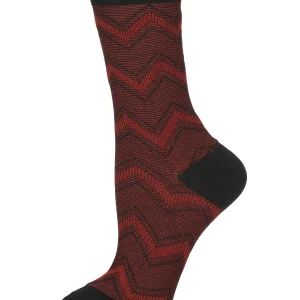 Women's Zig Zag Ruffle Top Cotton Blend Crew Sock