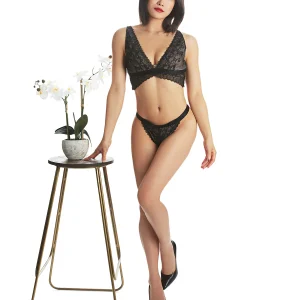 Women's Fleur Lace Bralette & Matching G-String Set