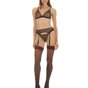 Women's 3 Piece Set Audrey Heart Print Mesh Garter
