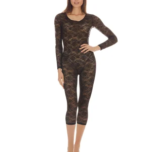 Women's Estelle Long Sleeve Stretch Lace Capri Catsuit