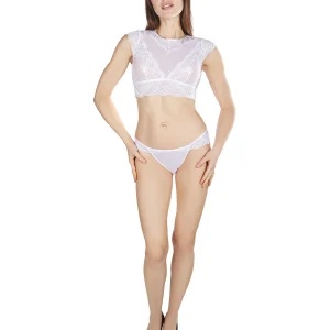 Women's Greta White Crop Top and Panty Set