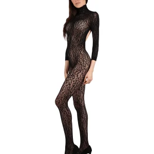 Women's Wild Leopard Long Sleeve Seamless Body Stocking