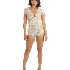 Women's Ava Lace Boyshort Romper with Sweetheart Neckline