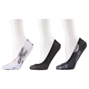 Women's 3 Pair Pack Romance Rebellion Fine Edge Shoe Liner Socks