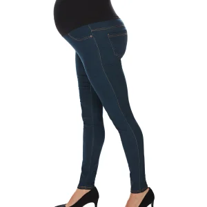 Women's Denim Cotton-Rayon Blend Back-Boning Maternity Leggings