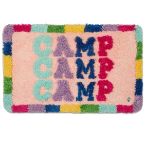 Girls Tufted "Camp Camp Camp" Multicolor Bedside Bunk Mat