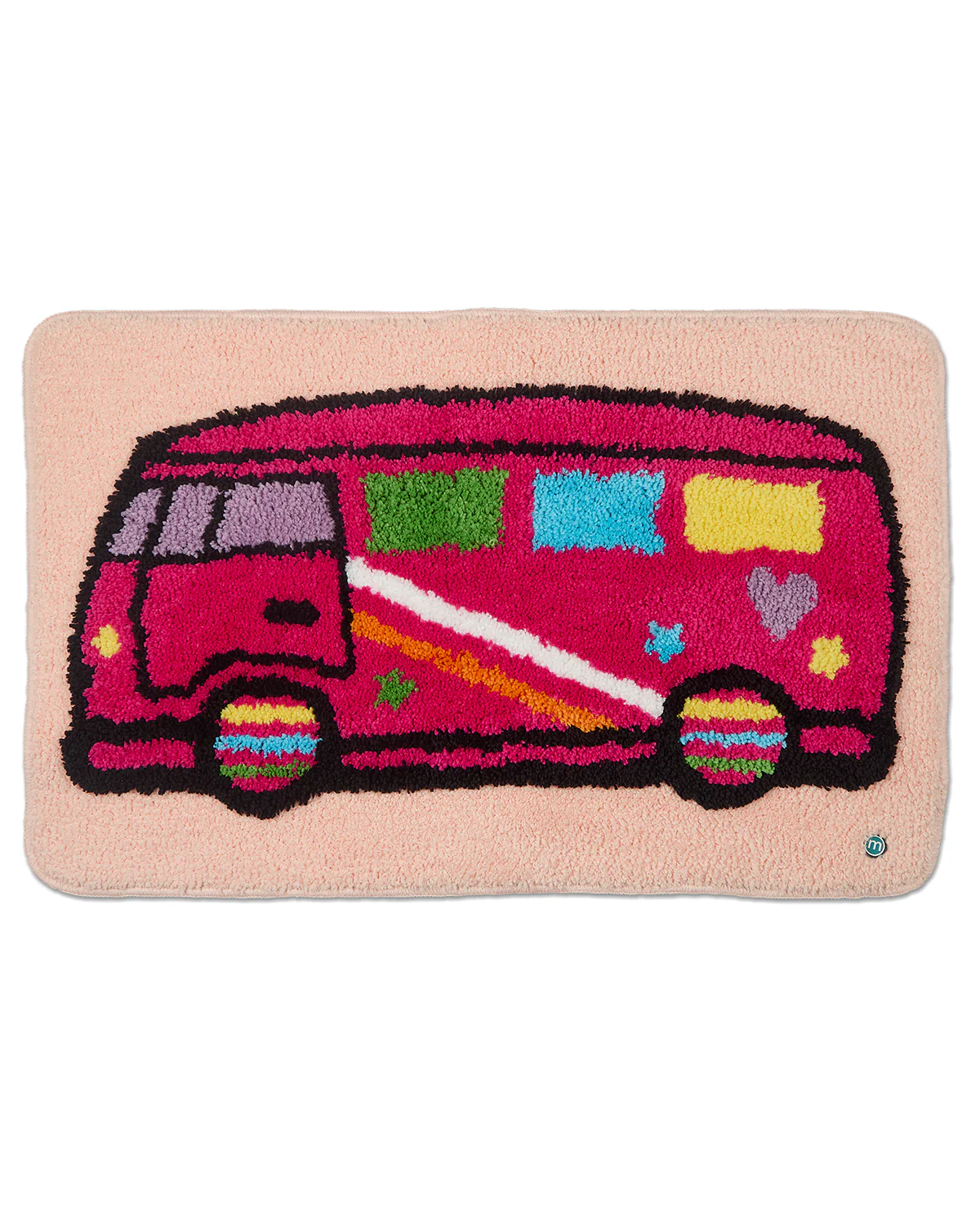 Girls Plush Tufted "Happy Camper" Bedside Camp Mat