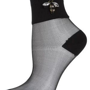 Women's Queen Bee Rhinestone Cuff Sheer Anklet Sock