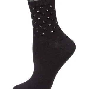 Women's Punk Rock Studded Bamboo Blend Fashion Crew Sock