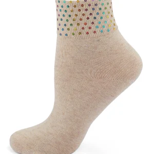 Women's Rainbow Sequin Cuff Cotton Blend Anklet Sock