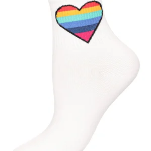 Women's Rainbow Heart Cotton Blend Anklet Sock