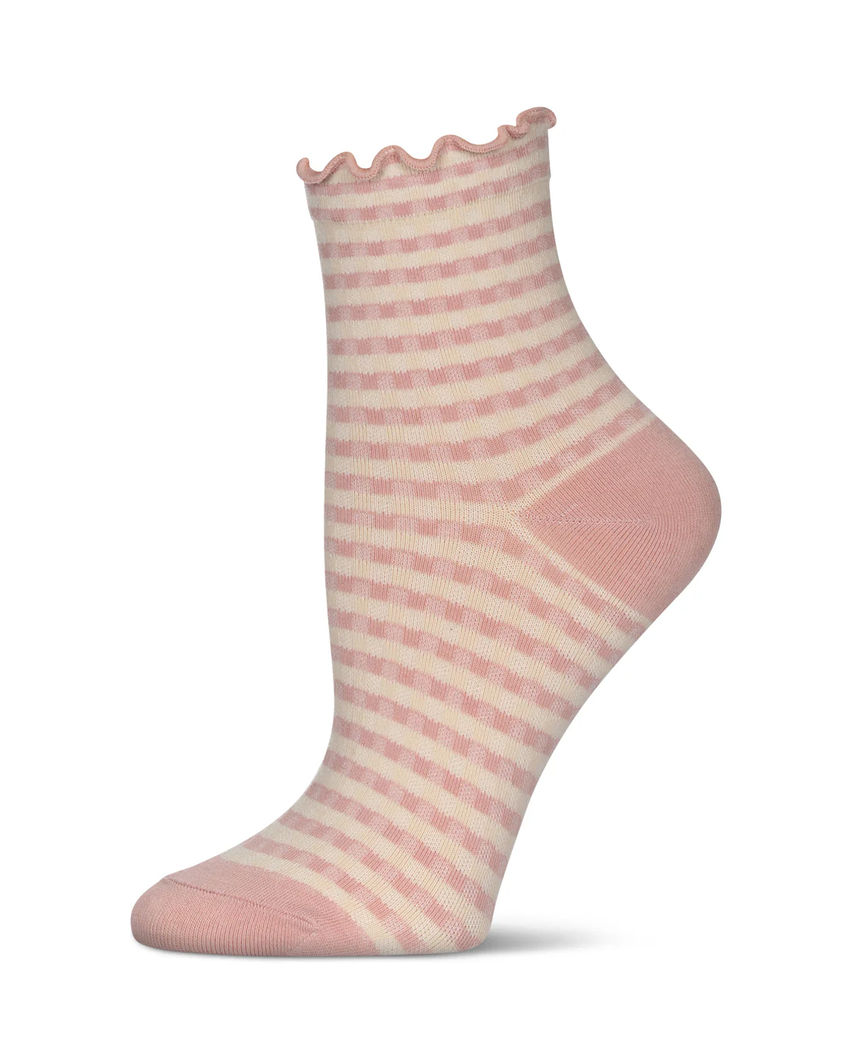 Women's Gingham Cotton Blend Ruffle Cuff Anklet Socks – Image 3