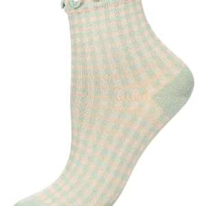 Women's Gingham Cotton Blend Ruffle Cuff Anklet Socks