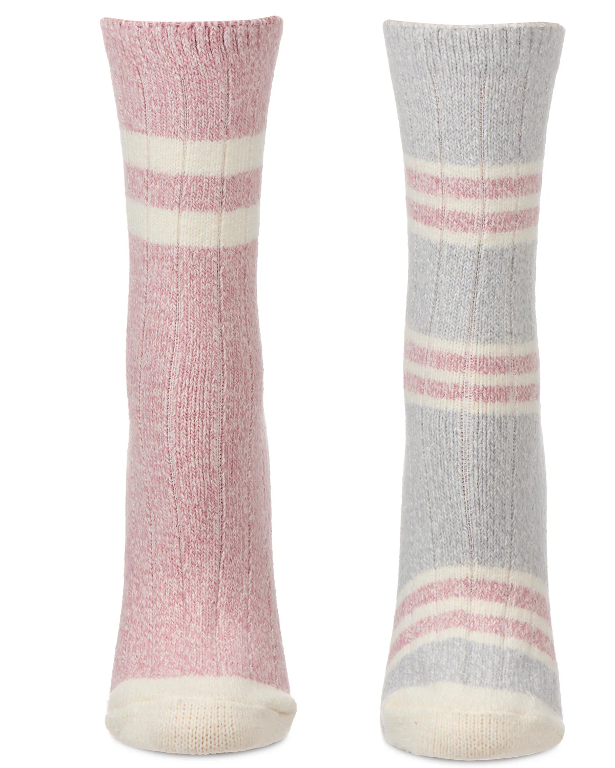 2 Pair Women's Ribbed Stripe Buttersoft Crew Socks – Image 3