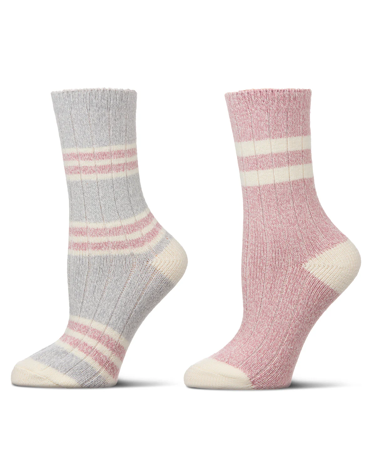 2 Pair Women's Ribbed Stripe Buttersoft Crew Socks – Image 2