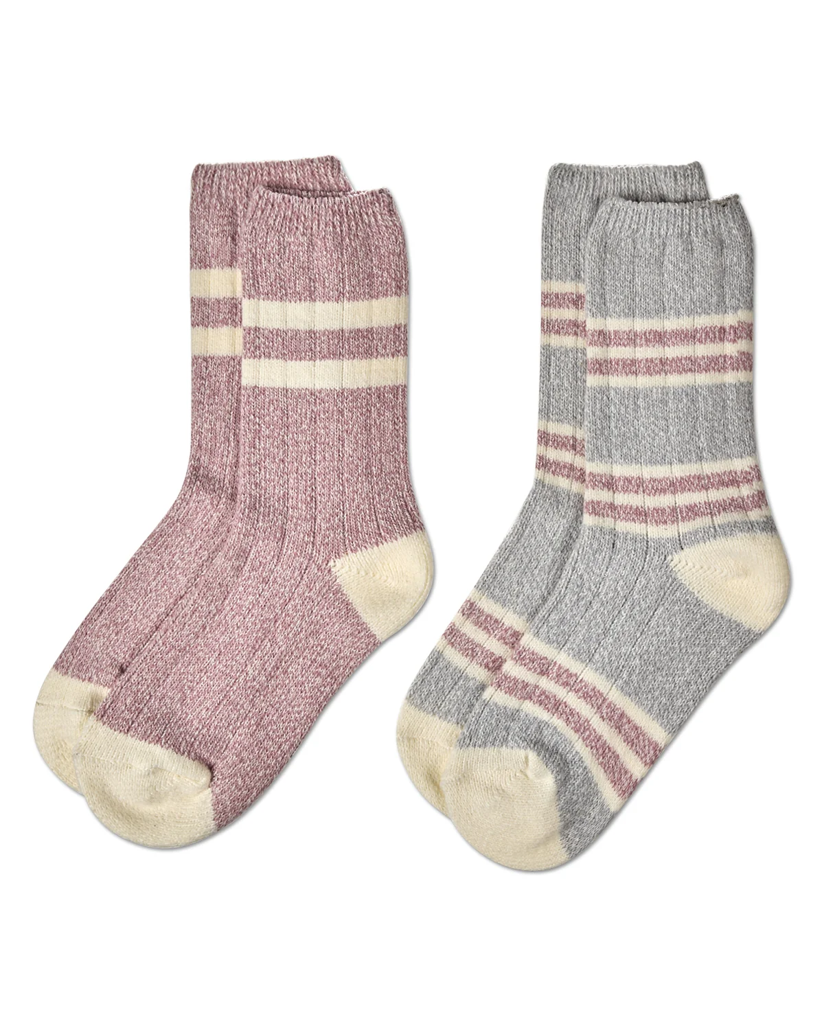 2 Pair Women's Ribbed Stripe Buttersoft Crew Socks – Image 5