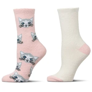2 Pair Women's "Cats" Conversational Cozy Crew Sock