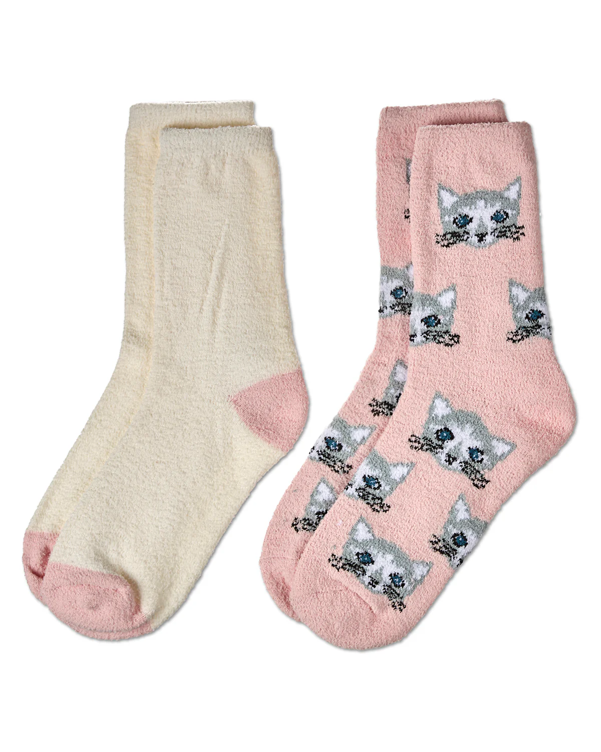 2 Pair Women's "Cats" Conversational Cozy Crew Sock – Image 4
