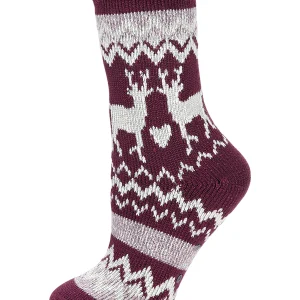 Women's Reindeer Flake Cozy Warm Thermal Crew Socks