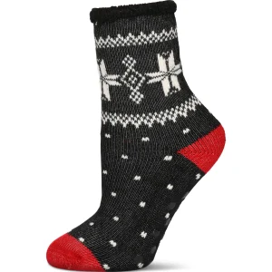 Women's Bordered Snowflake Cozy Warm Thermal Crew Socks