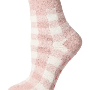 Women's Gingham Plaid Roll Top SuperSoft Cozy Crew Sock