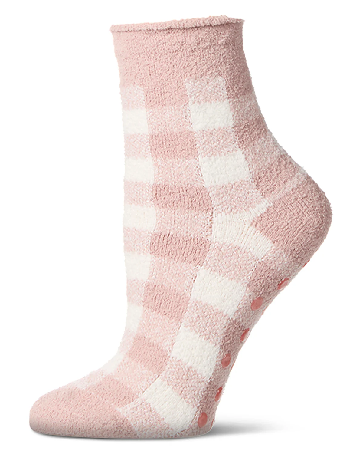 Women's Gingham Plaid Roll Top SuperSoft Cozy Crew Sock – Image 2