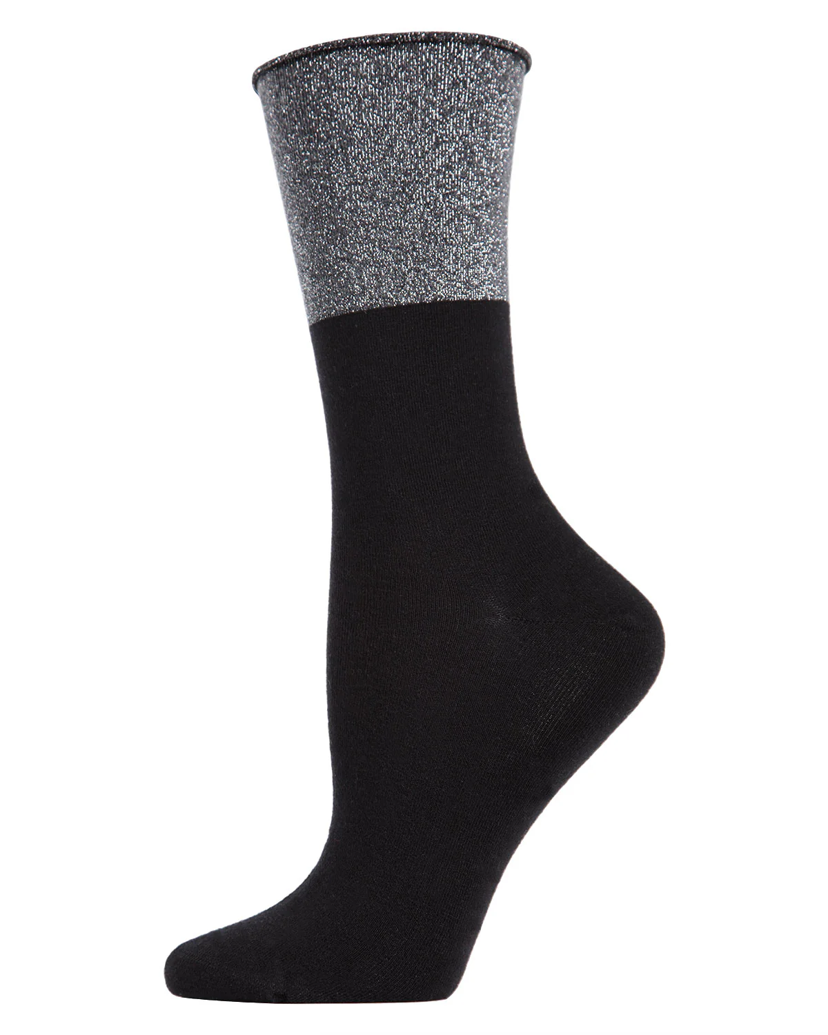 Women's Totally Awesome Metallic Cuff Cotton Blend Crew Sock – Image 2