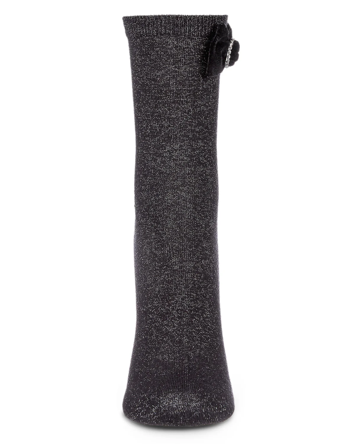 Women's Velvet Bow Metallic Lurex Crew Socks – Image 3