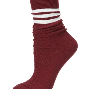 Women's Tri-Ring Cotton Blend Slouch Ribbed Crew Socks