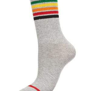 Women's Rainbow Stripe Athletic Cotton Blend Crew Sock