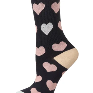 Women's Radiate Love Glitter Heart Crew Socks