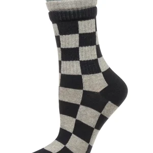 Women's Checkmate Triple Cuff Crew Socks