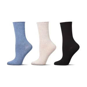 3 Pair Women's Silky-Soft Roll-Top Crew Socks