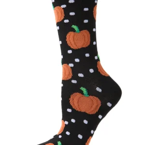Women's Pumpkin Polka Dot Festive Crew Socks