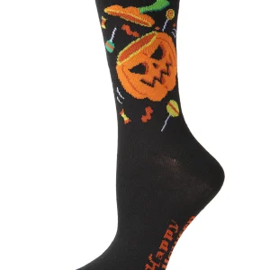 Women's Pumpkin Treat Halloween Crew Socks
