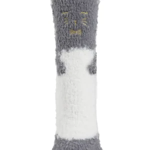 Cute Cat Critter Plush Non-Skid Crew Socks