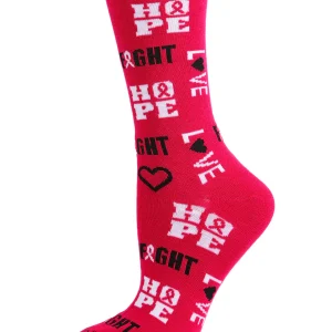 Hope Love Fight Breast Cancer Awareness Bamboo Blend Socks