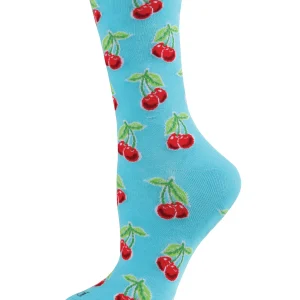 Cherries Bamboo Blend Crew Socks