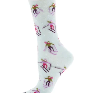 Skiing Paradise Bamboo Blend Crew Socks