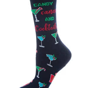 Women's Candy Canes & Cocktails Holiday Crew Socks