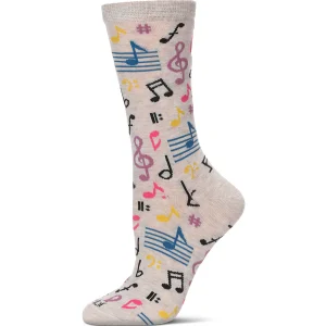Musical Notes Bamboo Blend Crew Sock
