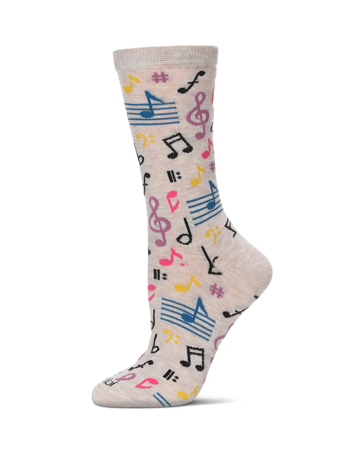Musical Notes Bamboo Blend Crew Sock