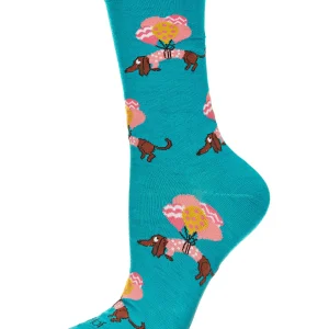 Dachshund Float Bamboo Blend Crew Sock
