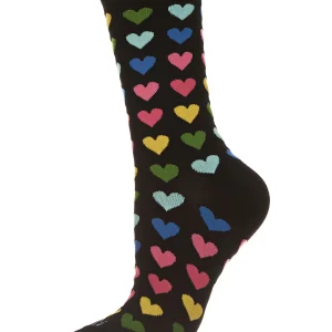 Multicolored Hearts Bamboo Blend Crew Sock