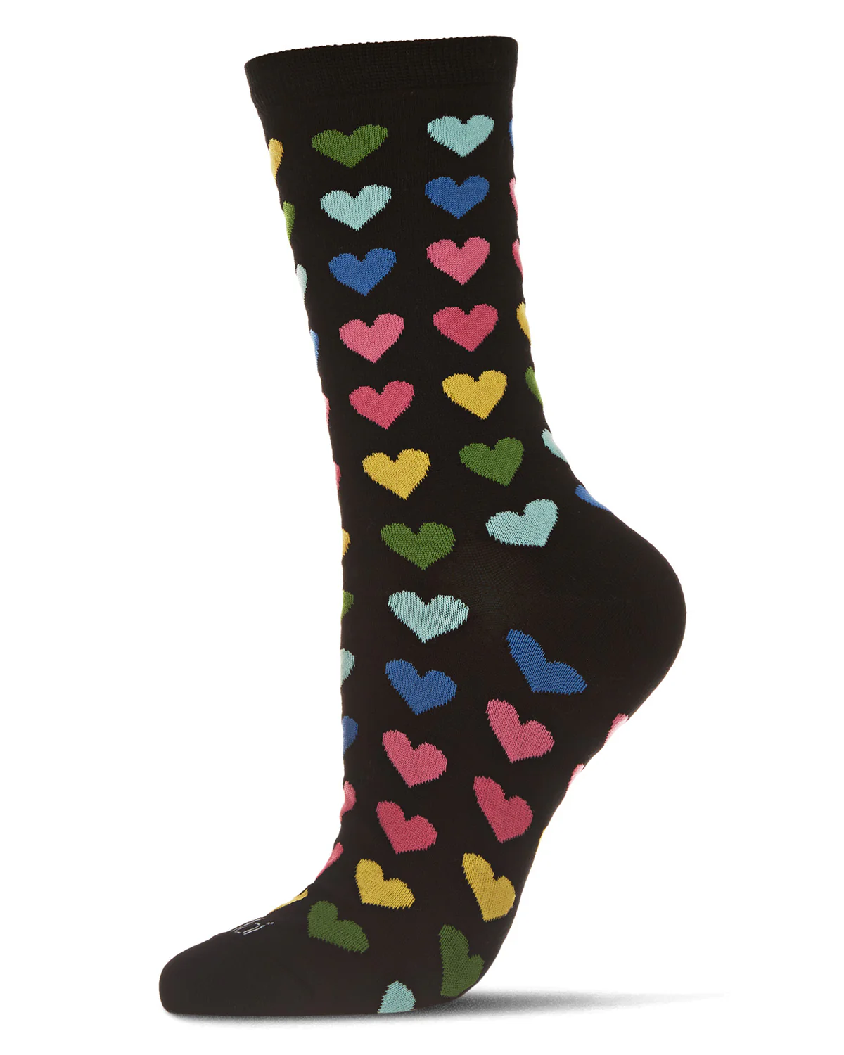 Multicolored Hearts Bamboo Blend Crew Sock – Image 2