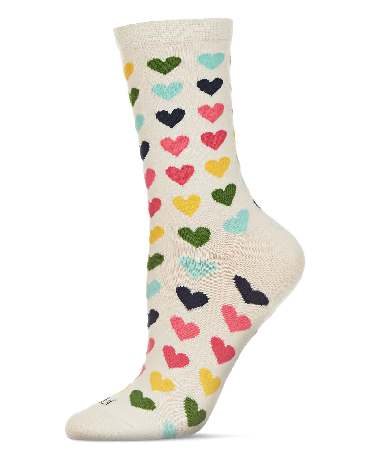 Multicolored Hearts Bamboo Blend Crew Sock – Image 3