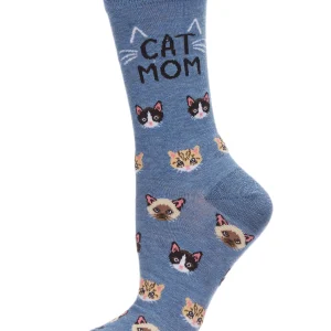 Cat Mom Bamboo Blend Crew Socks