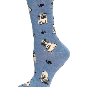 Women's Pugs Bamboo Crew Socks